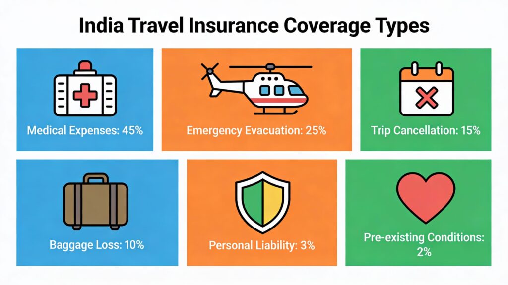 Travel Insurance Coverage Types for India" infographic here